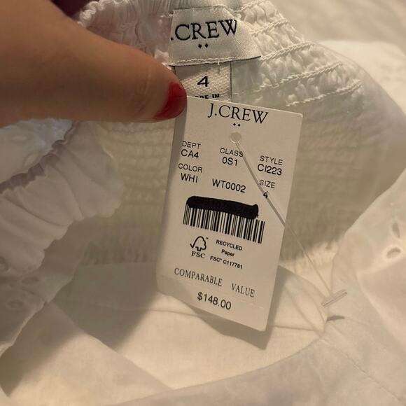 NWT J.Crew Eyelet Midi Dress In White Size 4 - Picture 9 of 9